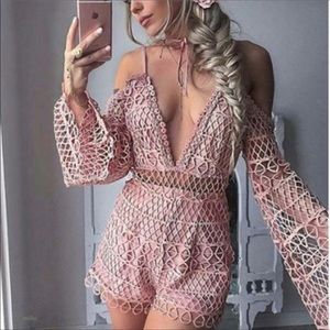 Blush crochet romper